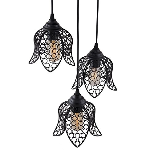 3-Lights Round Cluster Chandelier - Black E27