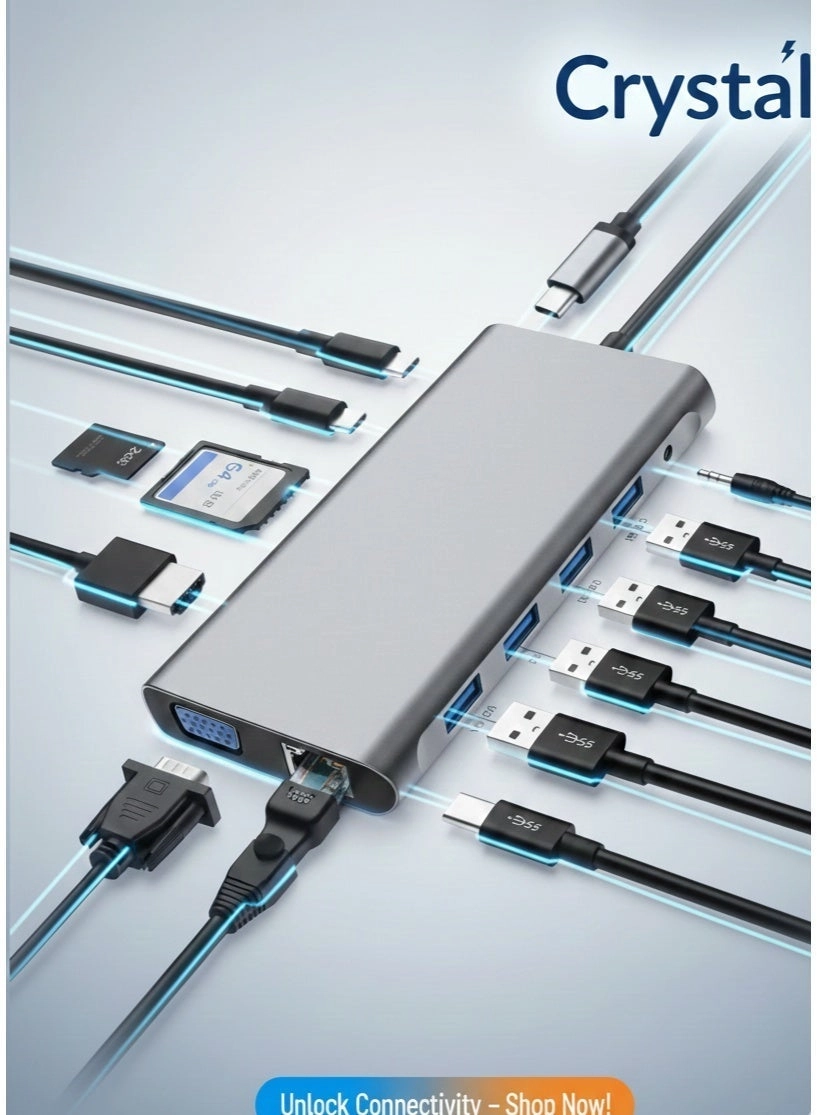 Crystal USB-C Docking Station - MacBook and Windows Laptops