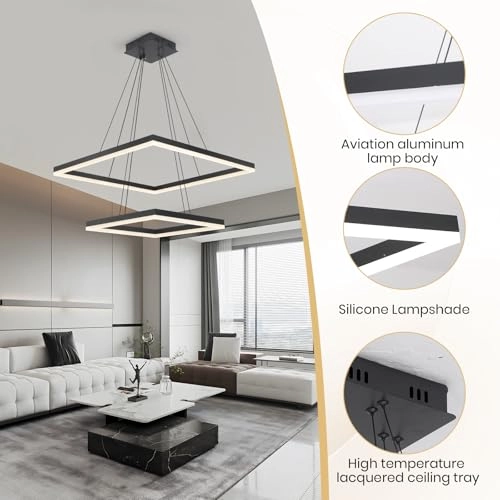2 Square Chandelier - 3000K-6000K Dimmable