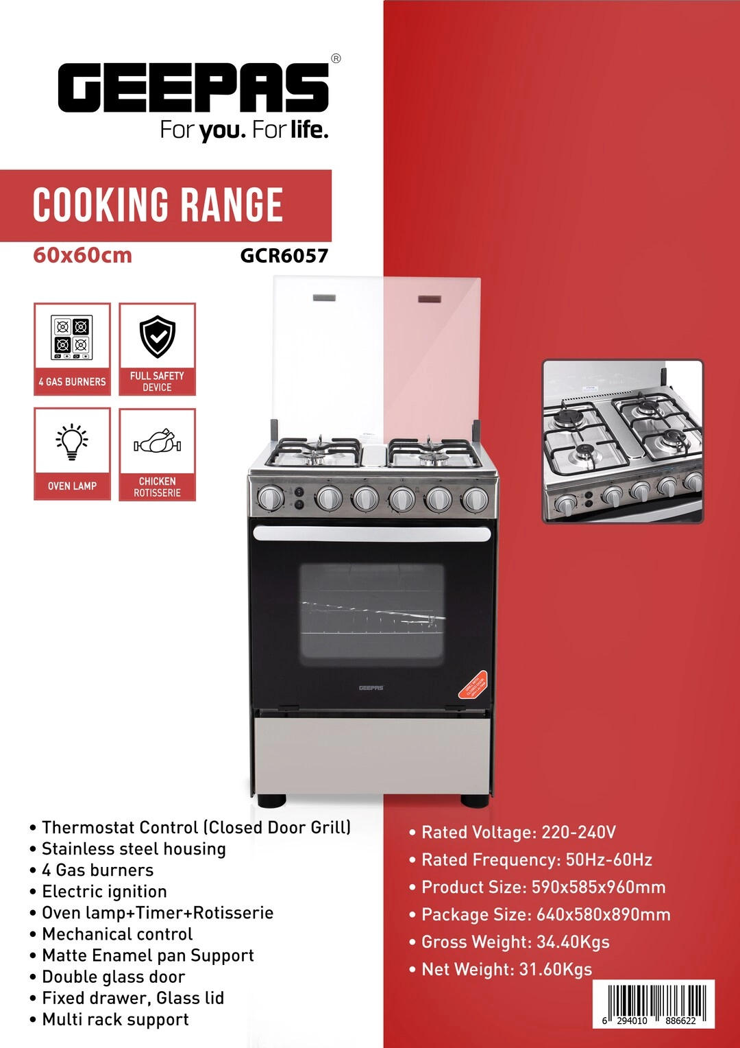 GCR6059 GAS Cooker