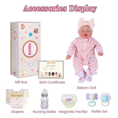 Reborn Baby Doll - 17-Inch Soft Cloth Body Sleeping Ages 3+
