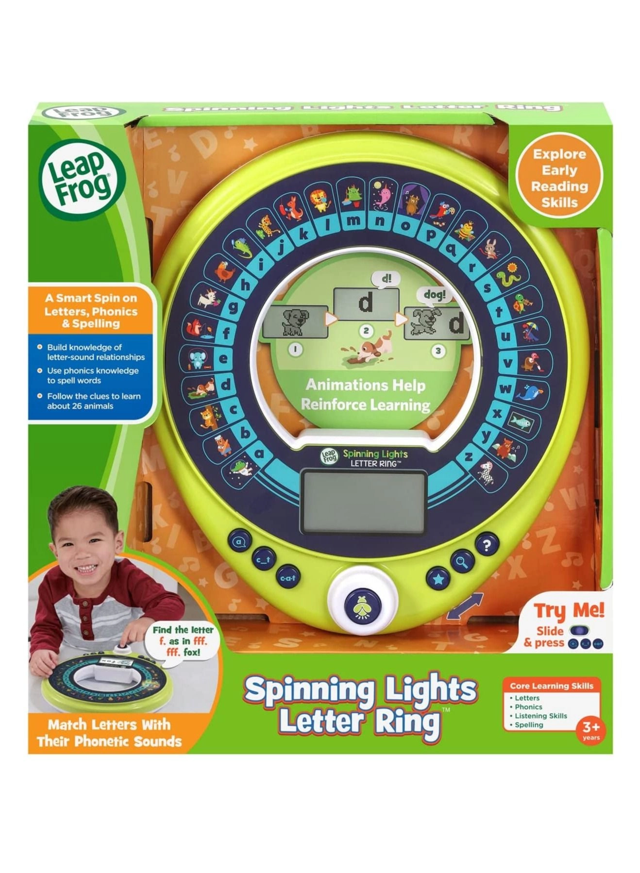 Spinning Lights Letter Ring