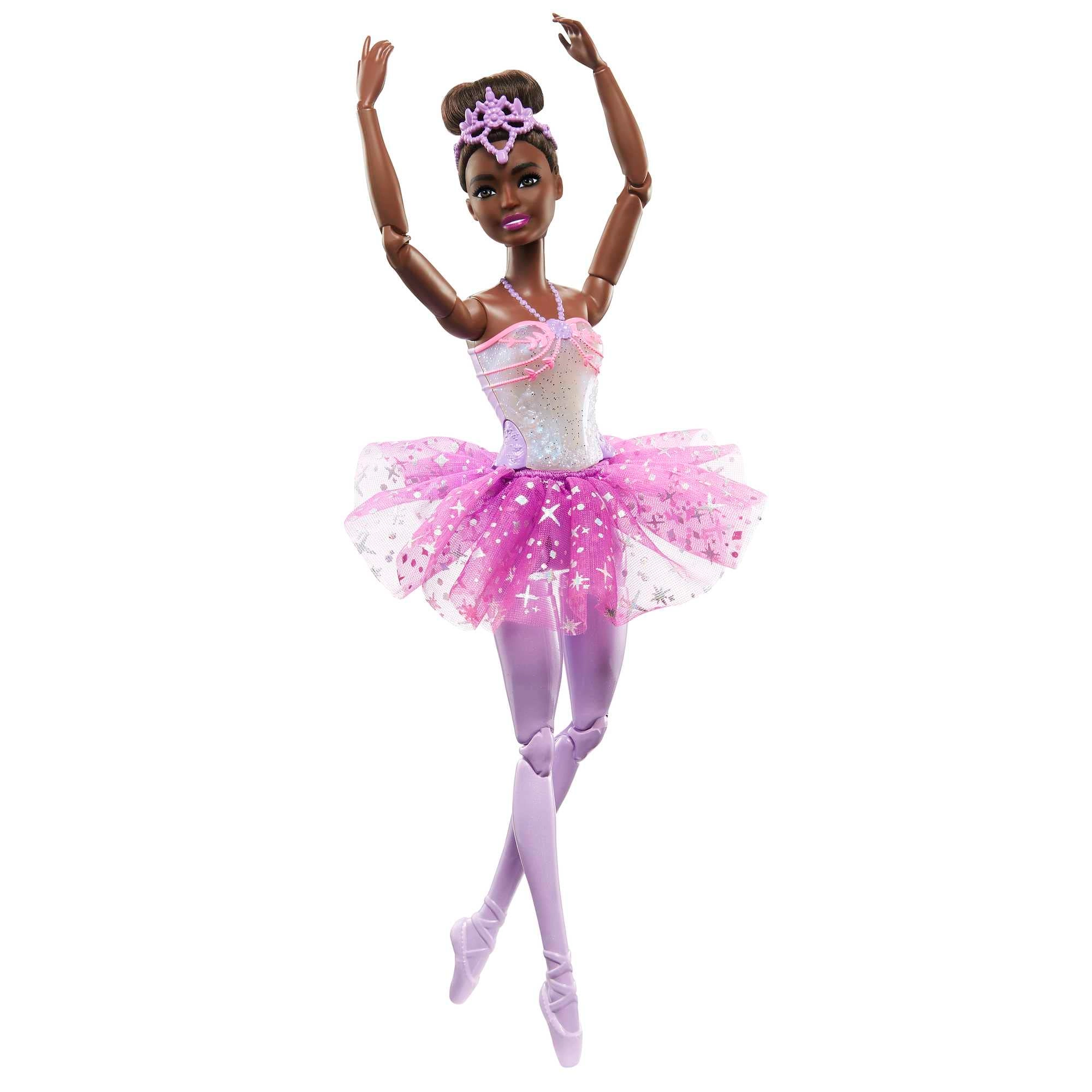 Barbie Magical Ballerina Doll - Black Hair Purple Tutu Light-Up Feature
