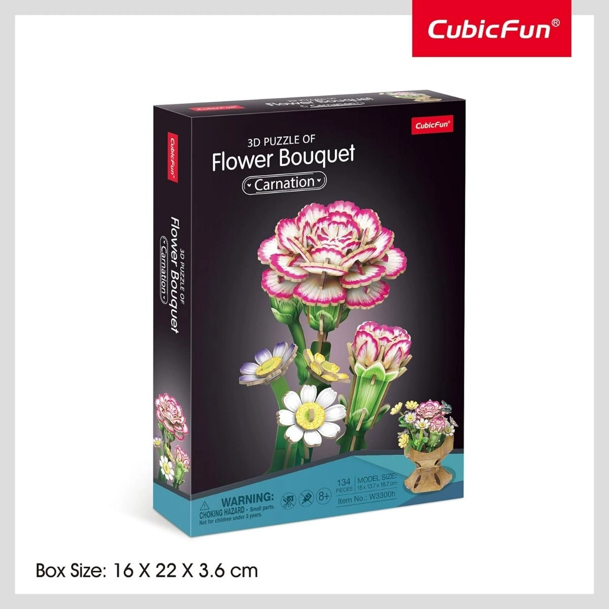 Carnation Flower Bouquet 3D Puzzle (527-W3300H) - 134 pcs