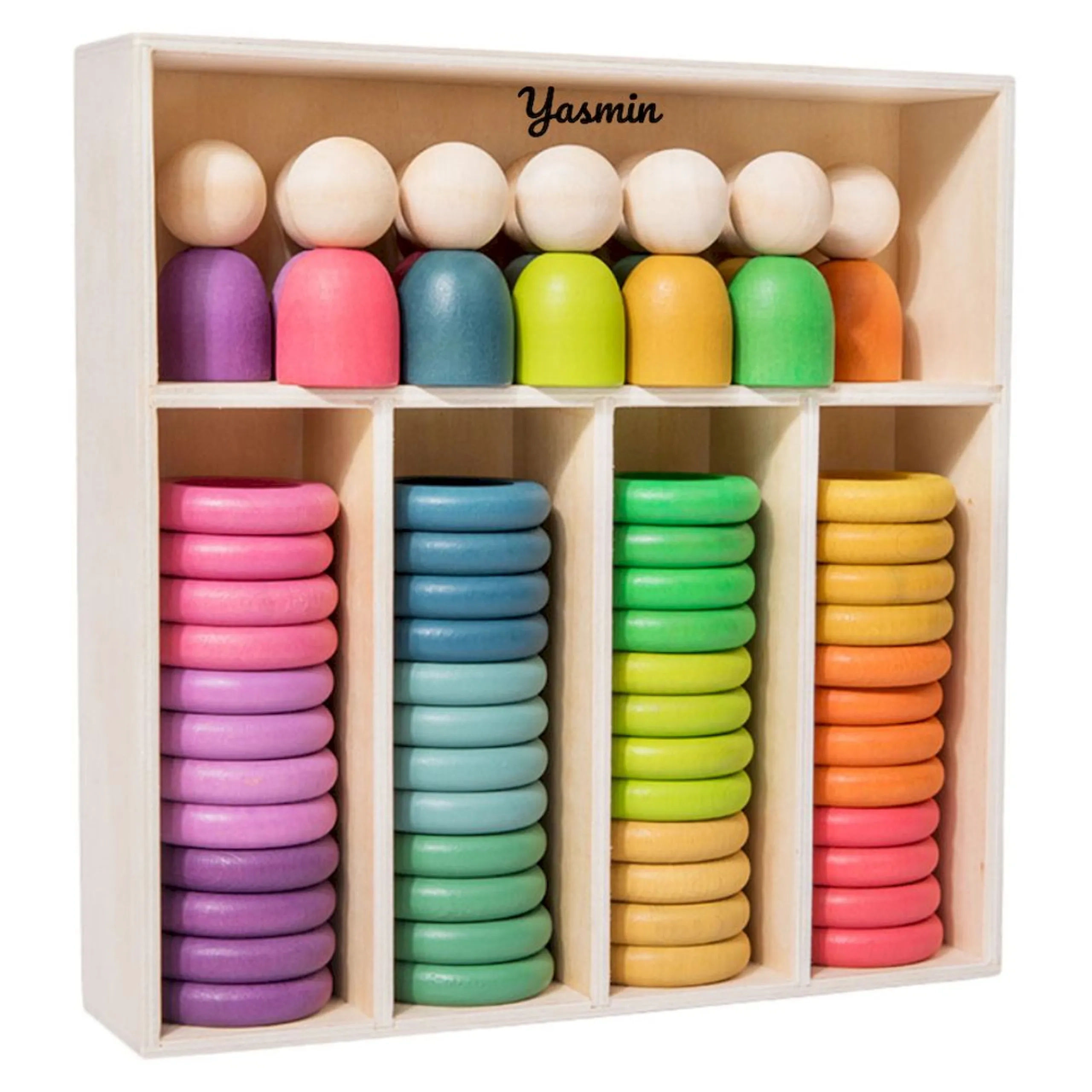 Factory Price Wooden Rainbow Stacking Toy - Suitable for 2 years & above 48 pieces