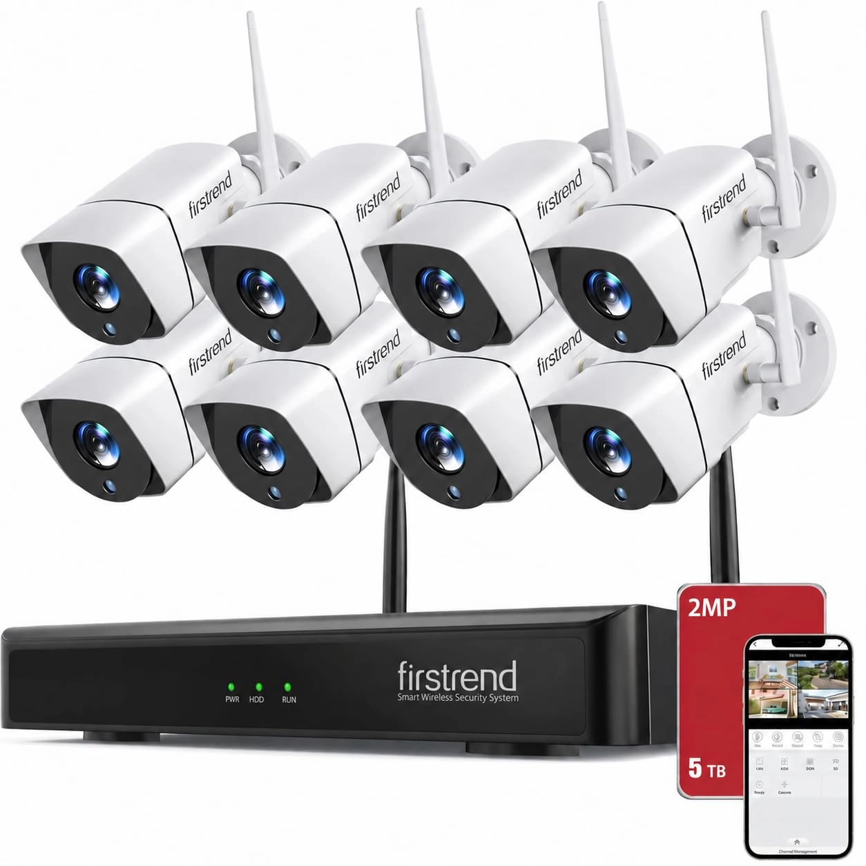 firstrend Security Camera System - 4 pcs 8CH 2MP