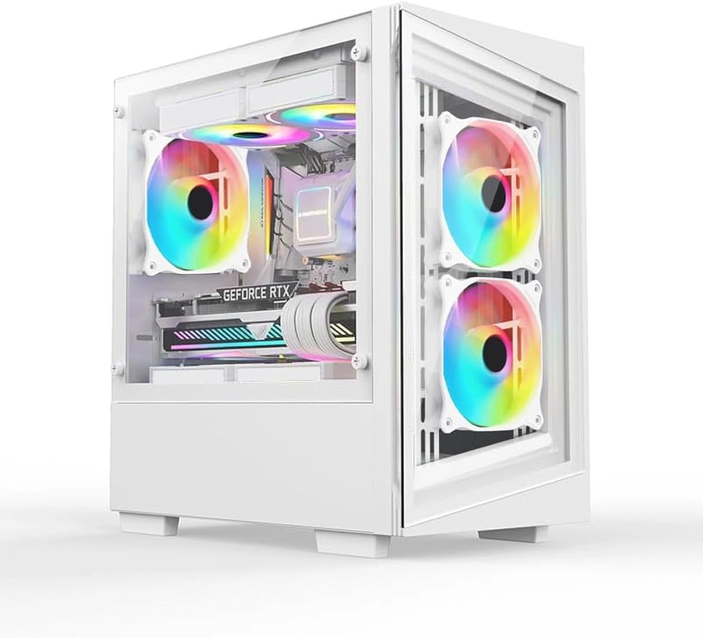 ionz Compact Glass Series - White Tempered Glass Micro ATX Mini Tower