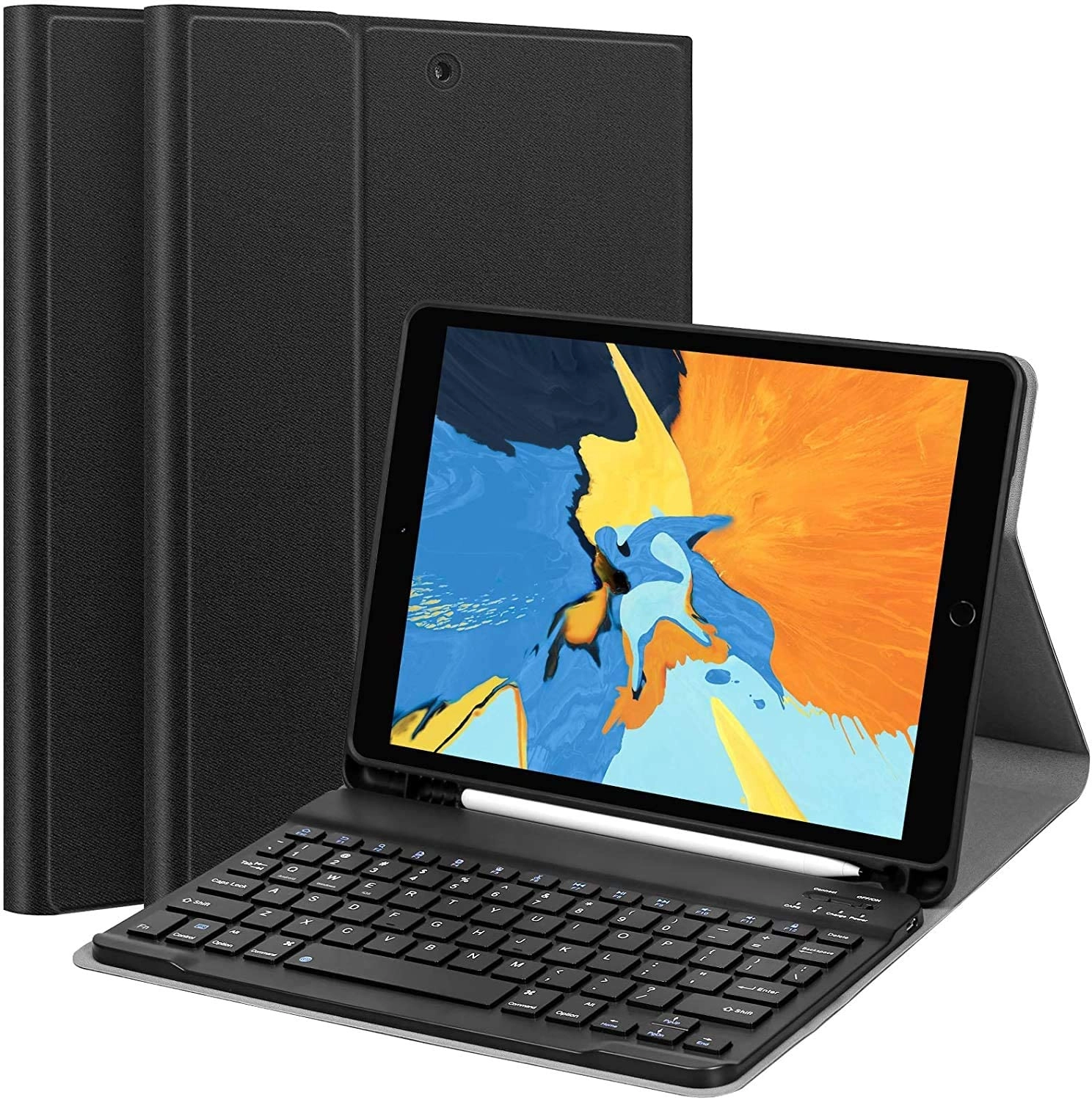 Ntech Keyboard Case with Pencil Holder for iPad 10.2-inch (8th Gen, 2020; 7th Gen, 2019) and iPad 10.5-inch (Air 3, 2019; Pro 10.5, 2017)