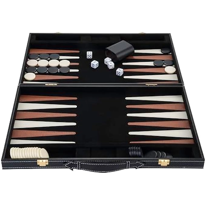 LUXURY BACKGAMMON - FAUX LEATHER EXTERIOR SPECIAL FELT INLAY