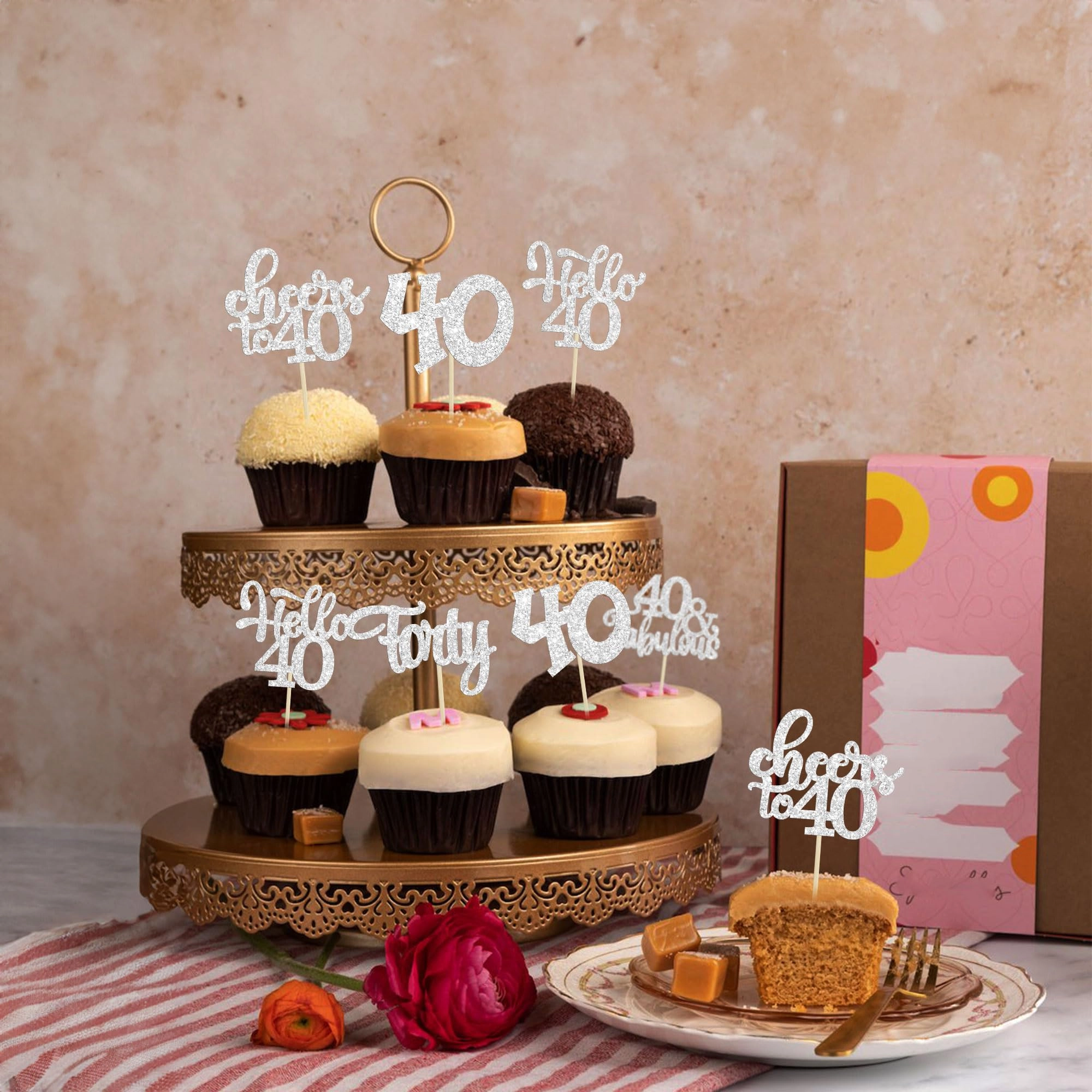 Happy 40th Birthday Cupcake Toppers - 30Pcs Birthday