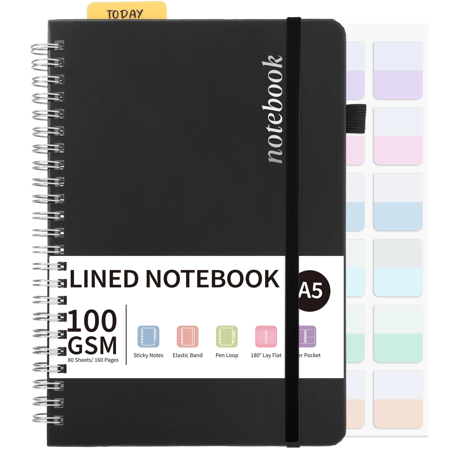 Notebook A5 Spiral - Lined 80 Sheets