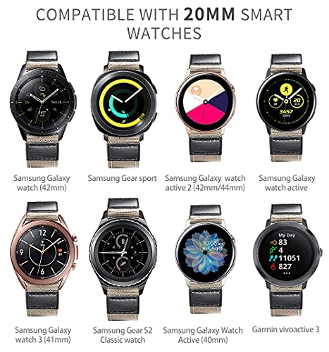 20mm 22mm Canvas Leather Hybrid Watch Band for Amazfit Bip/GTR/GTS/Pace/Stratos - 42mm 47mm