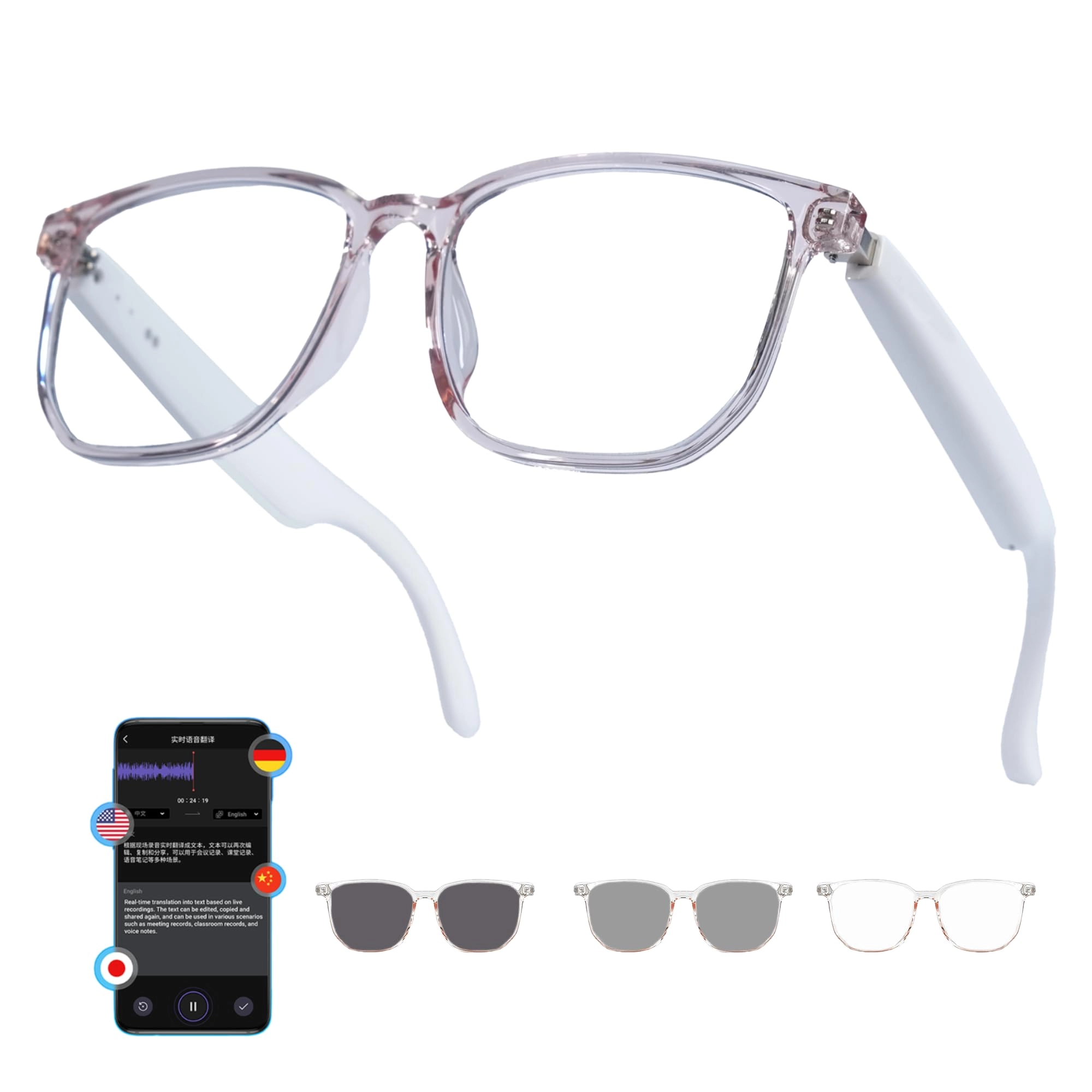 MNVOEQ G3B - AI Smart Glasses 140+ Languages Bluetooth