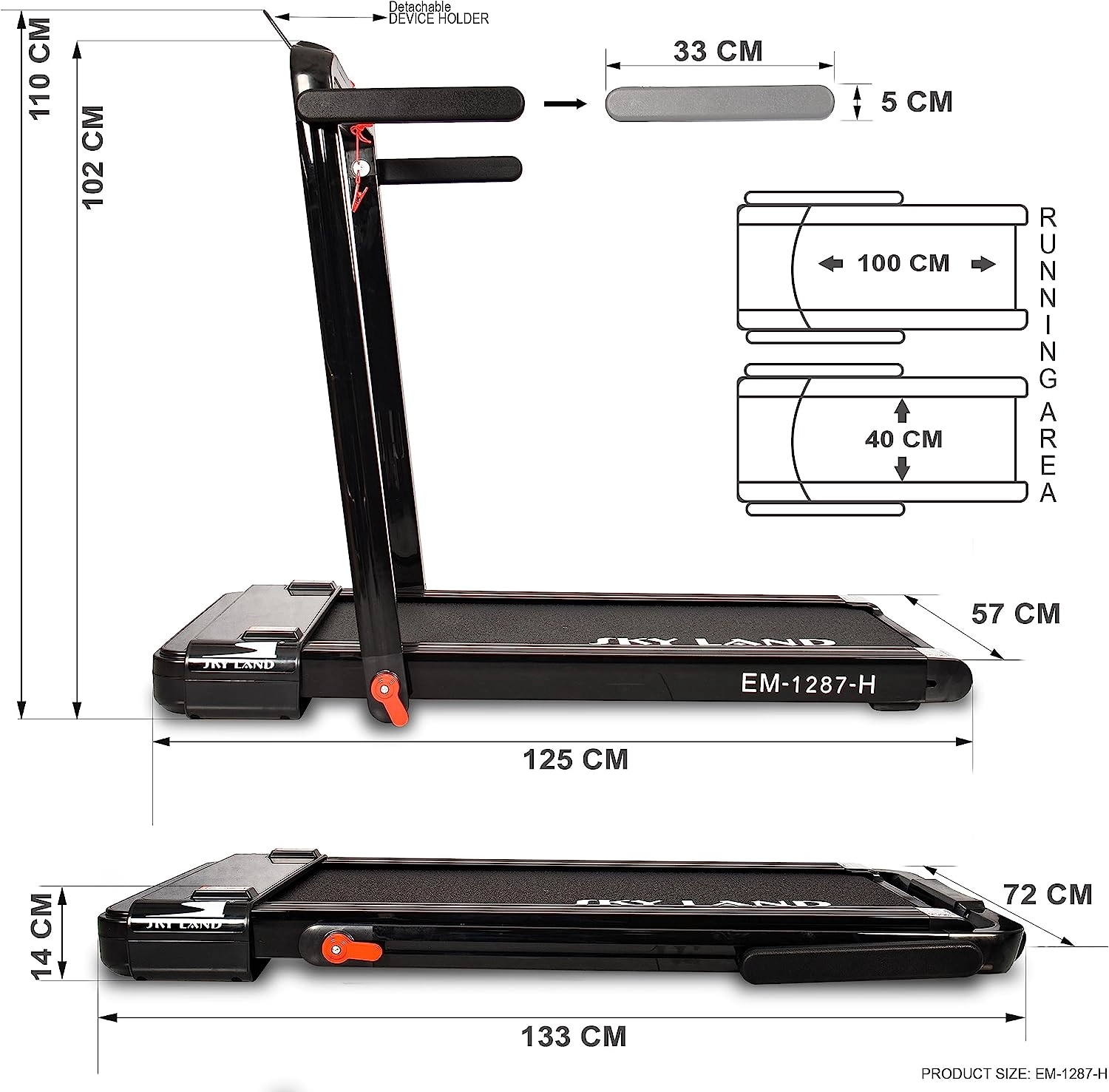 2 in 1 Treadmill Machine Walking Pad & Running Pad 4hp Dimension2D[width=400.0, height=1100.0]mm