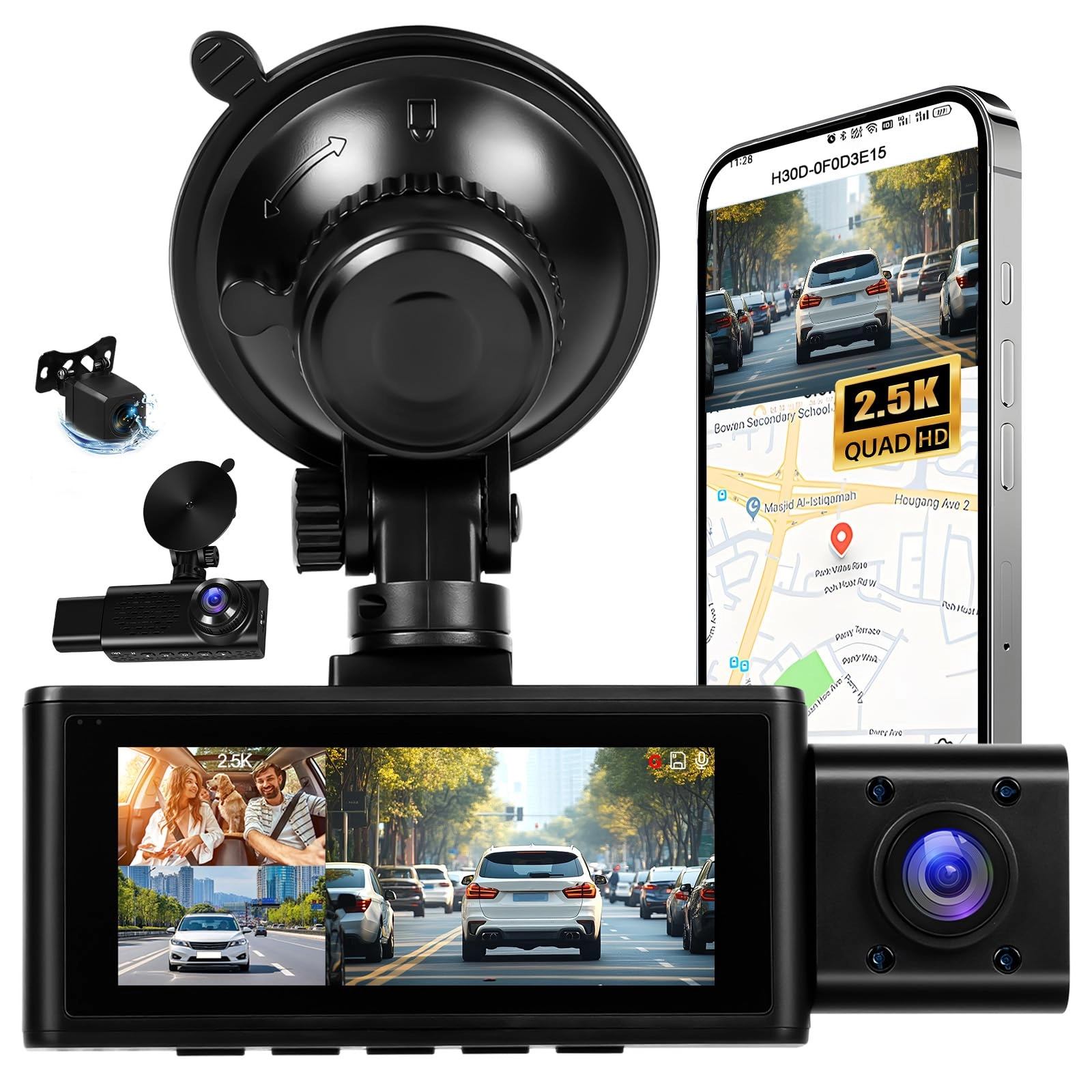 GOHHDL 3-channel dash cam - 2.5K+1080P+1080P