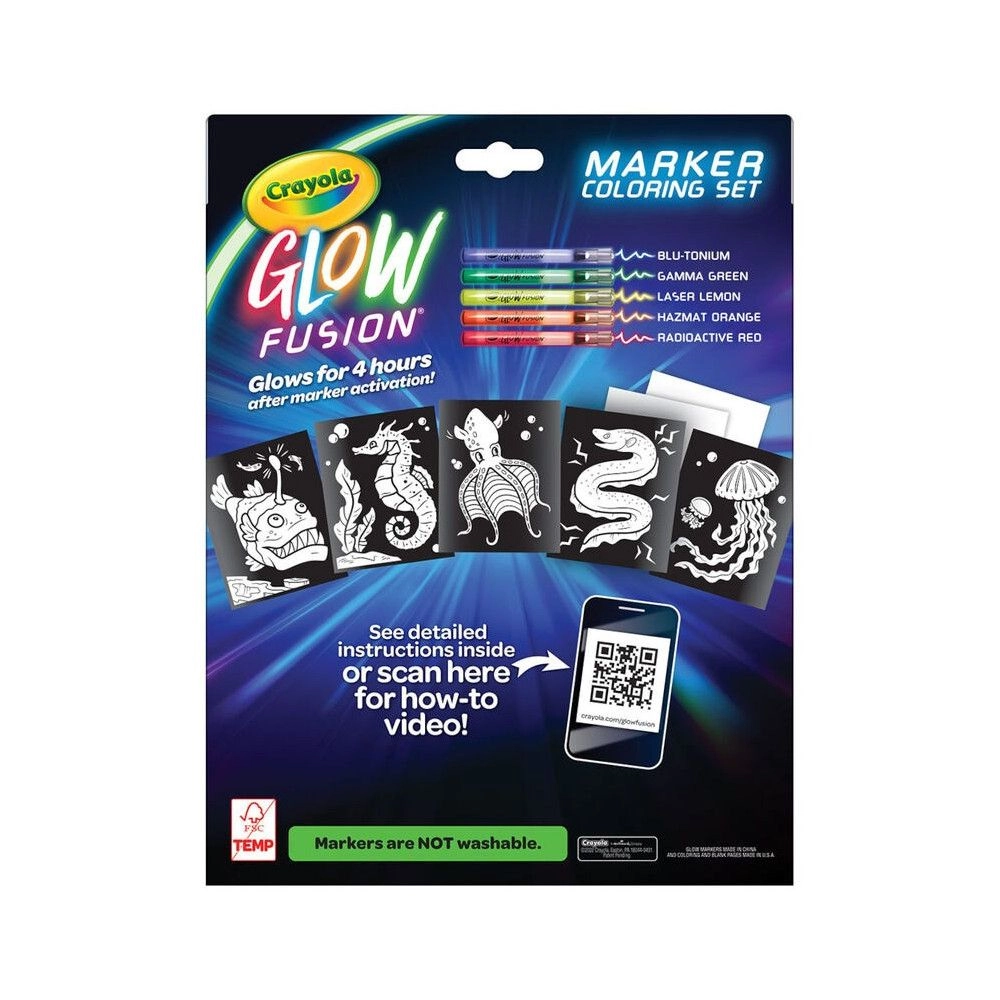 Deep Sea Creatures Glow Fusion - 5 Glow Markers (Red, Orange, Yellow, Green & Blue)