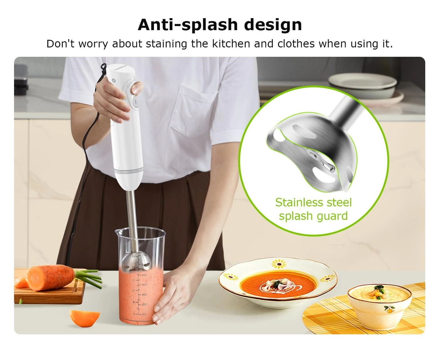 Hand Blender - 2-Speed Portable Stick