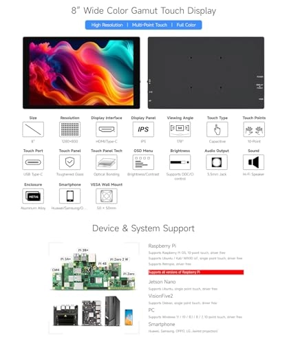 Capacitive Touch Display - 1280x800 8 Inches