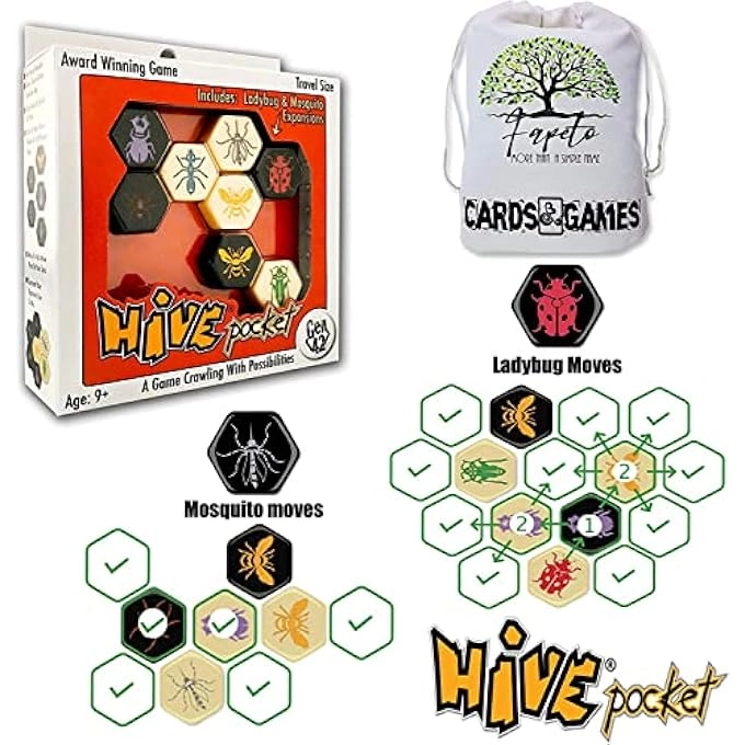 Hive of Insects - Pocket Version + Hive of Insects: Pillbug - Pocket Version Expansion + Drawstring Bag - Random Color