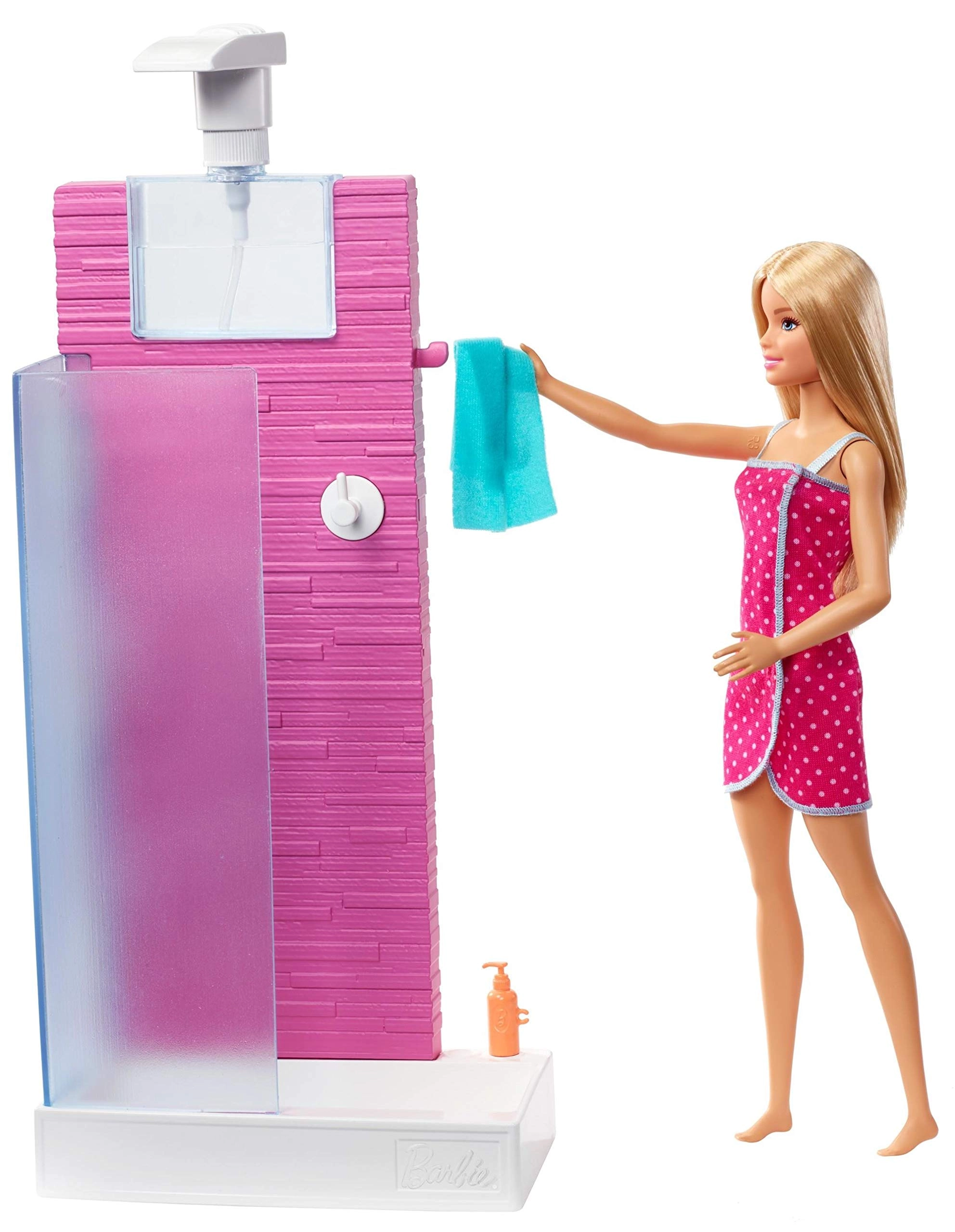 Barbie Doll and Furniture Set - Bathroom with Working Shower
