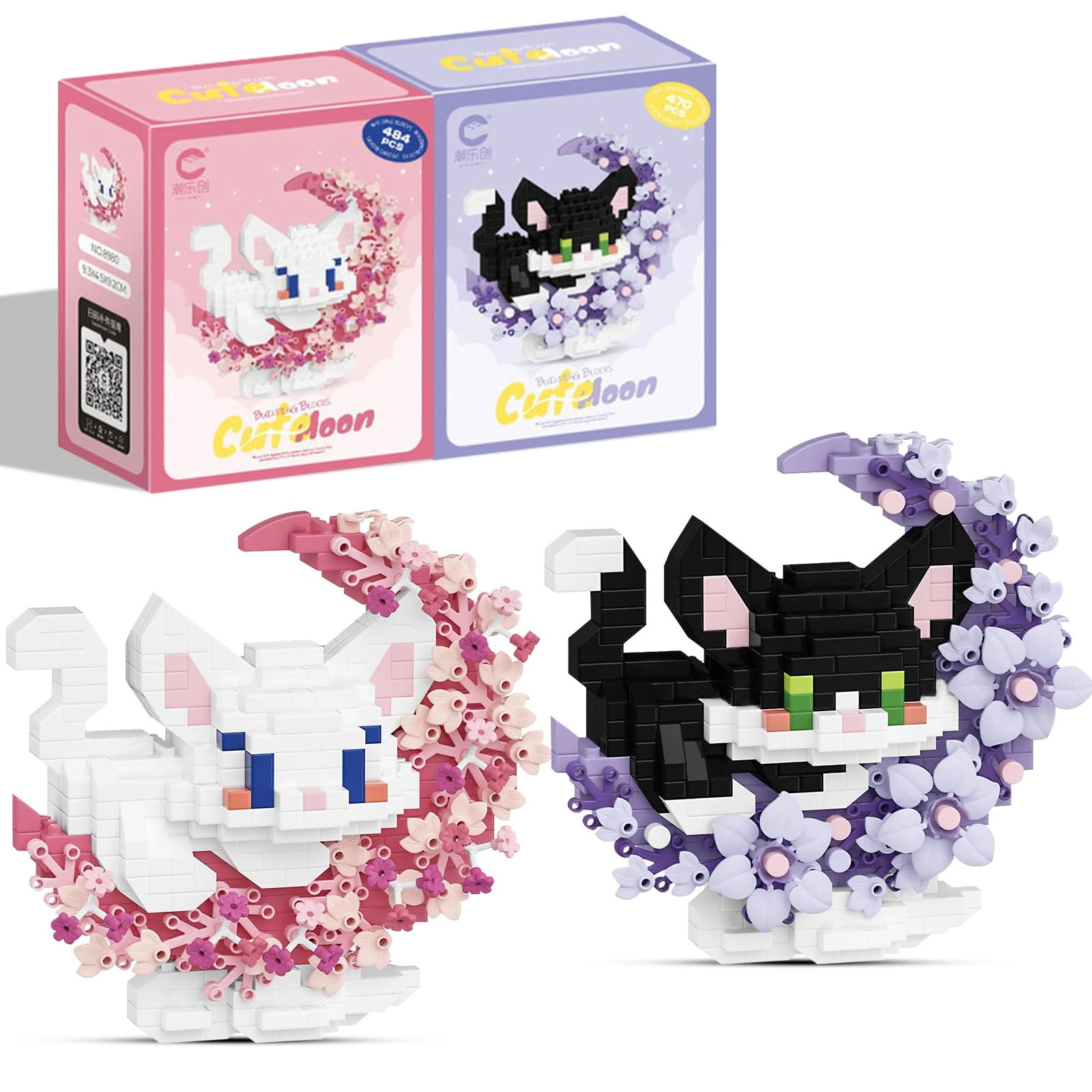 VEQENIFY Cat mini building blocks - little black cat little white cat 2pcs