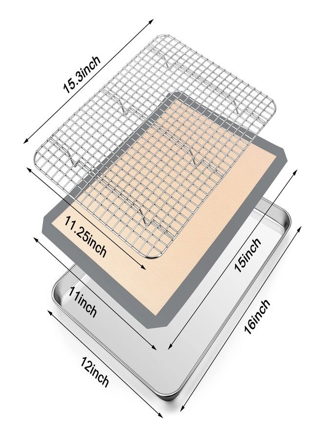 Toaster Oven Pan - 16 x 12 x 1 Inch Stainless Steel 3Pcs