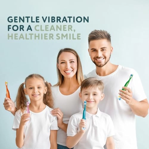 Family Sonic Toothbrush - Battery-Powered Replaceable Green