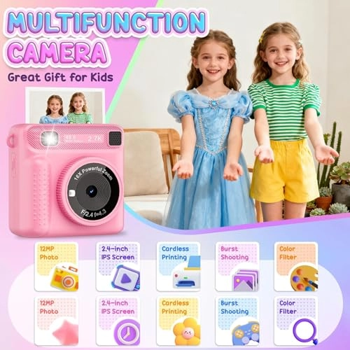 Instant Print Camera - 32GB 1080P Pink