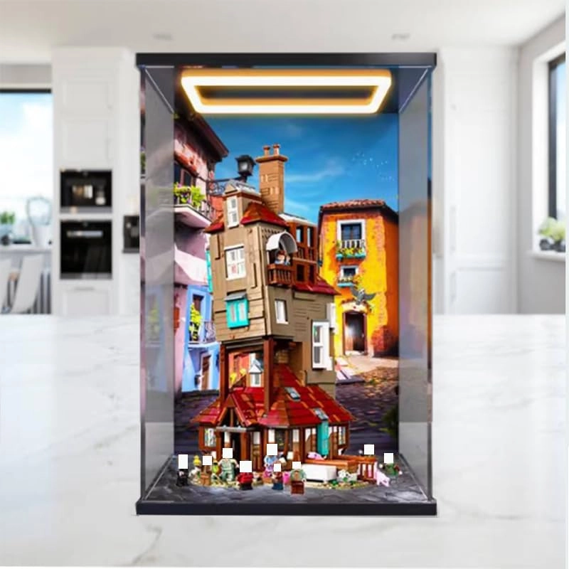 Clear Acrylic Display Case - 11.81x11.81x19.68in. Black Bottom