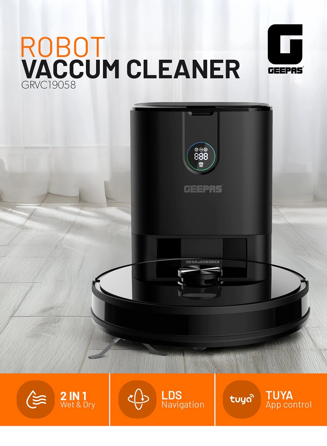 GEEPAS Robot Vacuum Cleaner GRVC19058 - With Mop