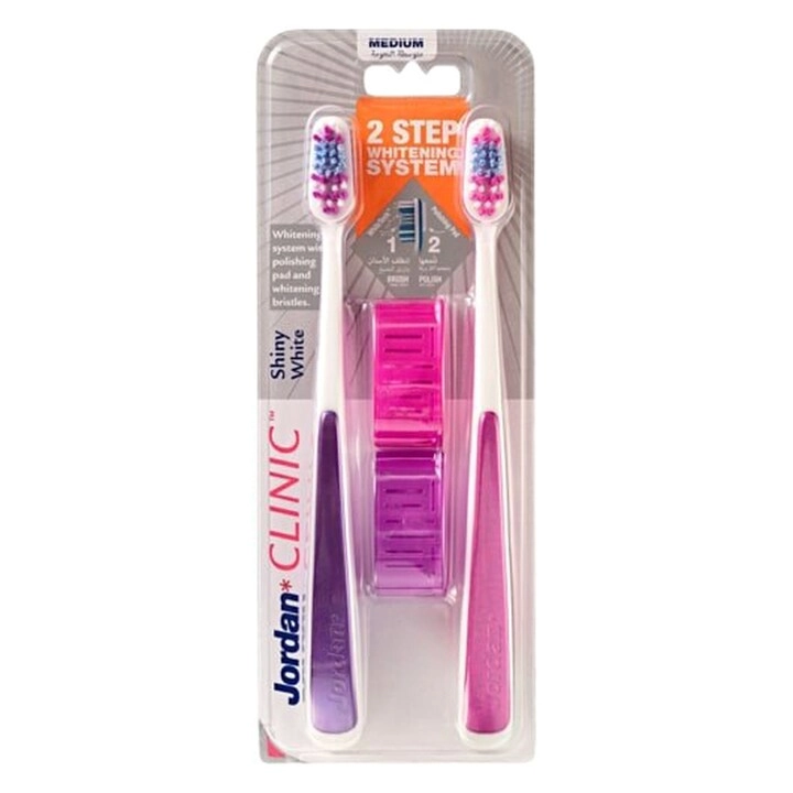 Jordan Clinic Shiny White Toothbrush - Medium 2-Piece Pack