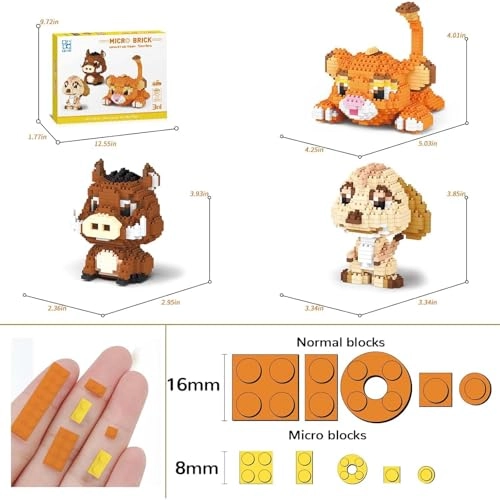 Micro Mini Building Block Sets - Lion Warthog Meerkat 1856 pcs