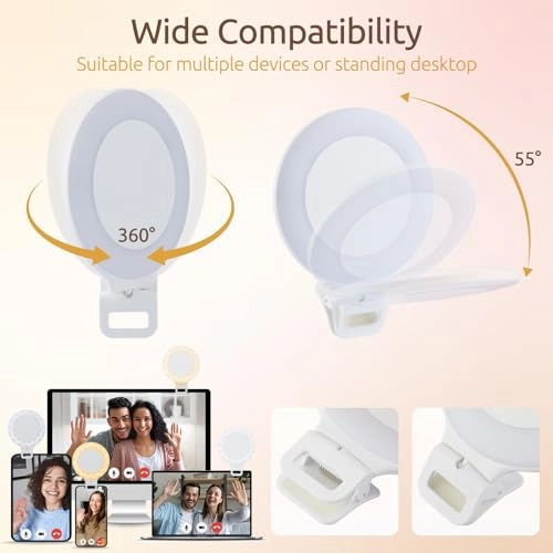 Ring Light - 2024 Upgrade Rechargeable 600mAh 3 Lighting Mode/4 Brightness Level