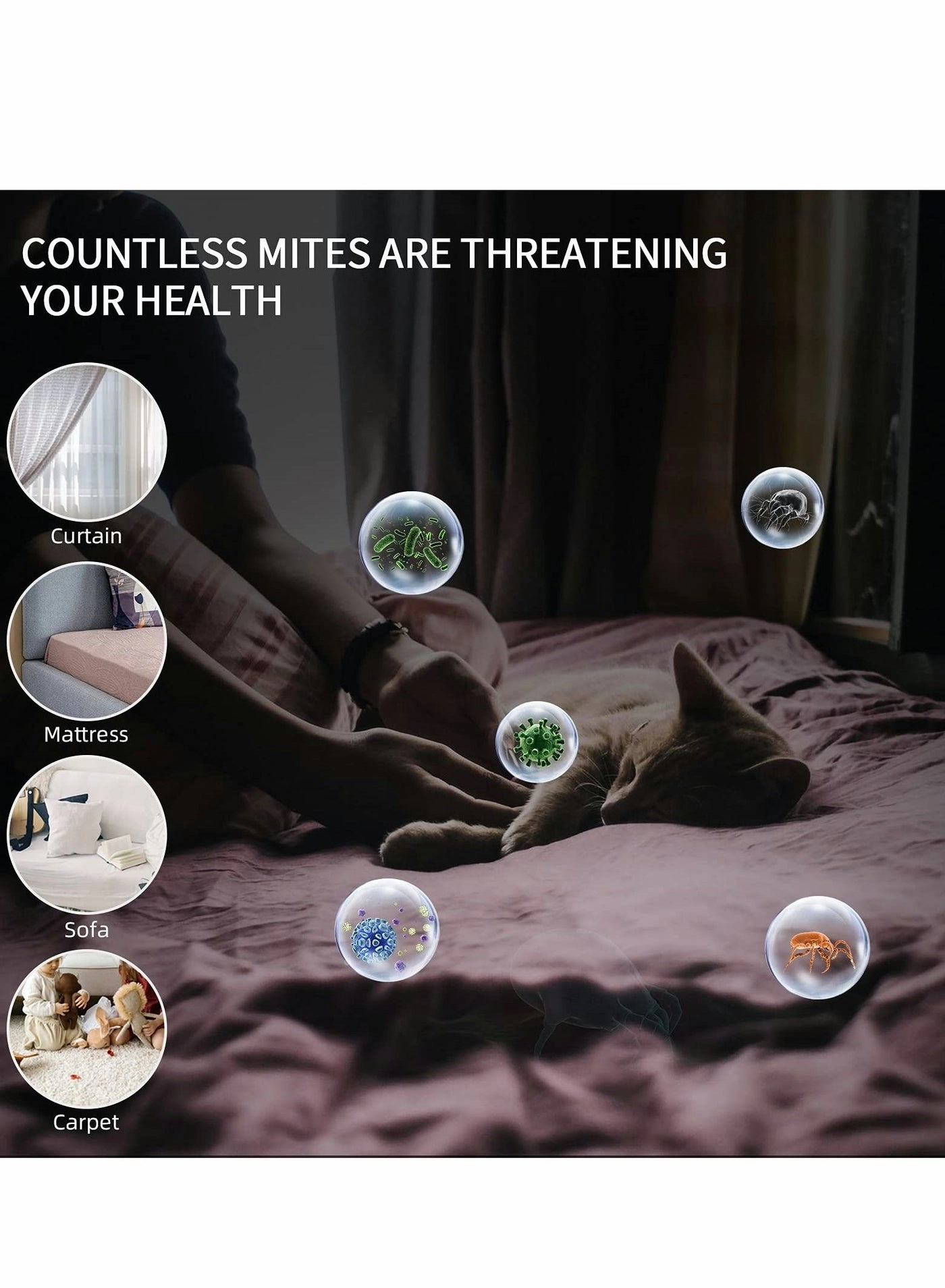 Mattress Vacuum Cleaner - 13Kpa Strong Suction Low Noise