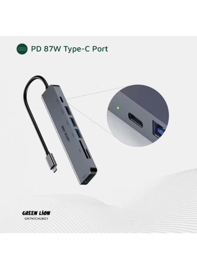 7-in-1 USB-C Hub - 4K@30Hz HDMI 87W PD 5Gbps