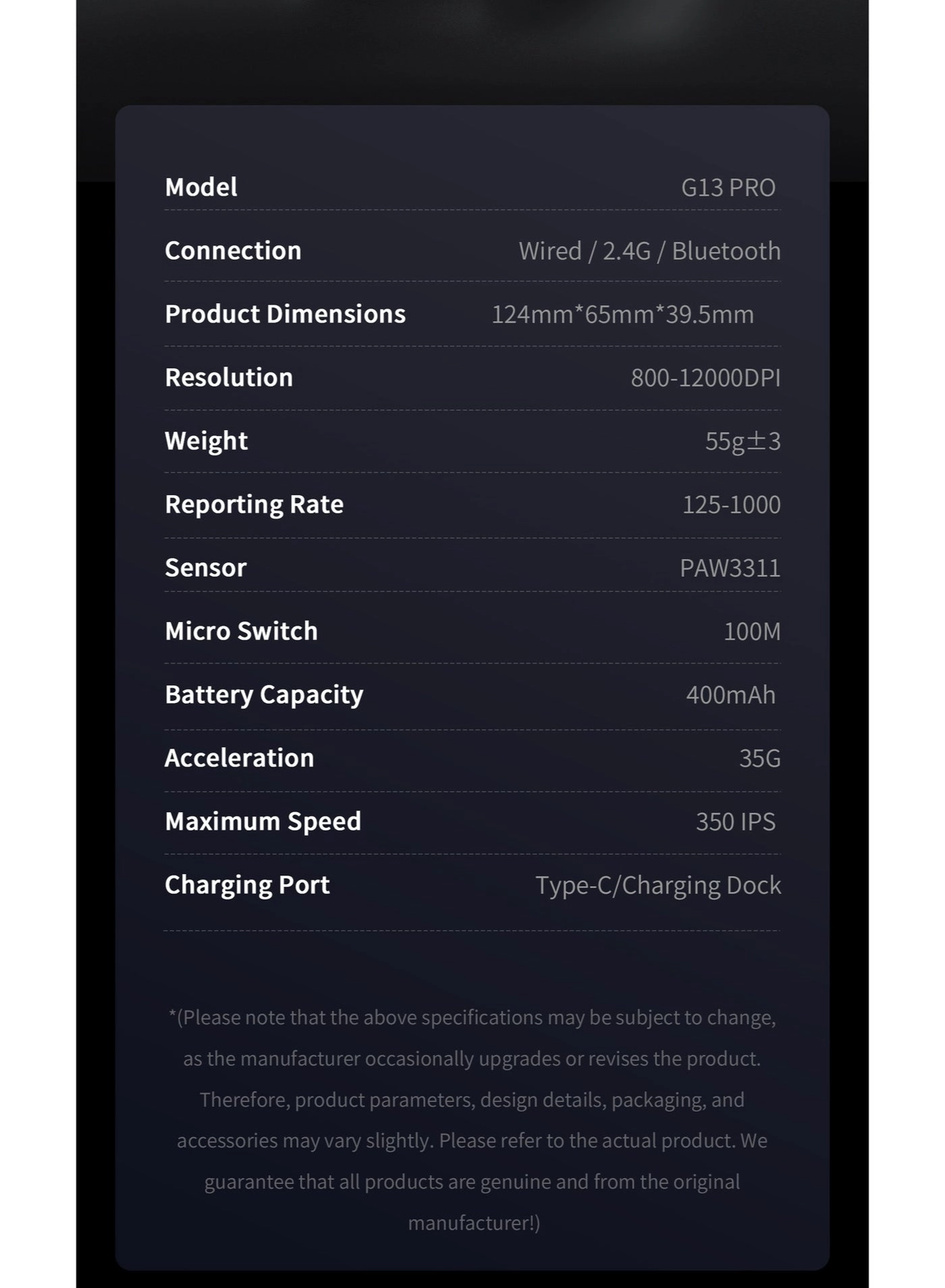 G13Pro - Bluetooth/Wireless