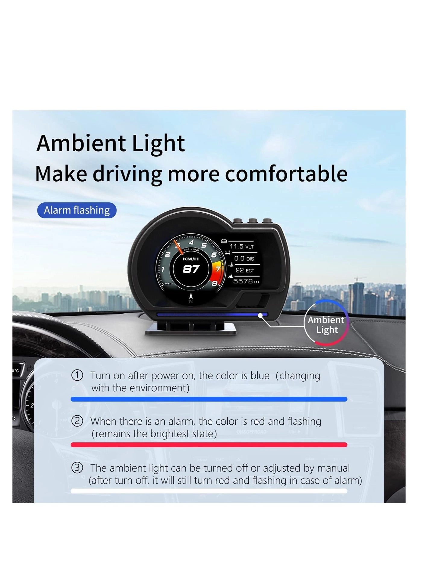 P6 - Car HUD Head Up Display Dual System OBD GPS Speedometer