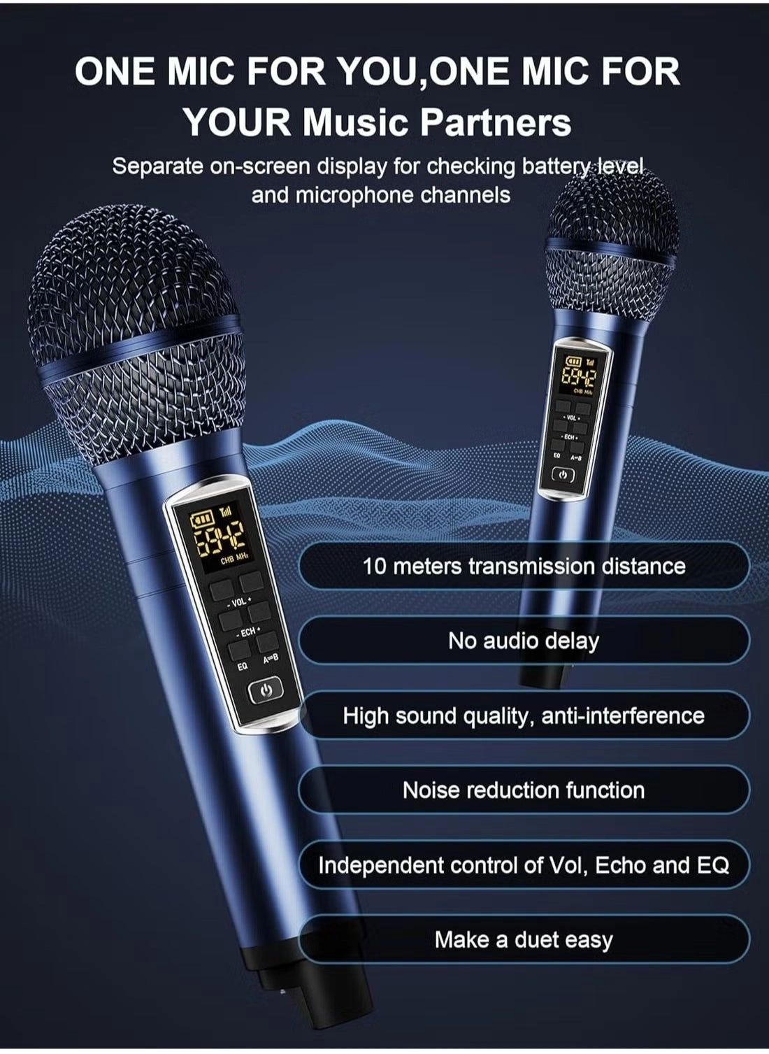 Wireless Karaoke Machine - two wireless microphones