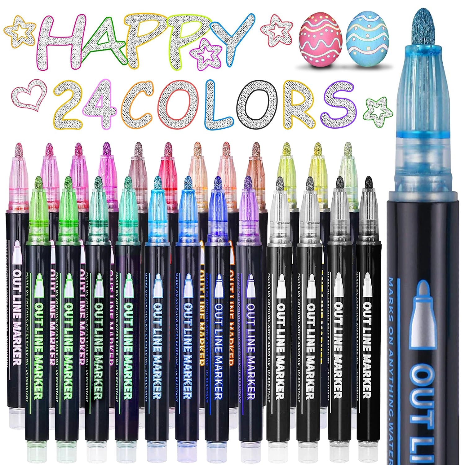 maqhpu Outline Marker Pens - 24 colors Fine