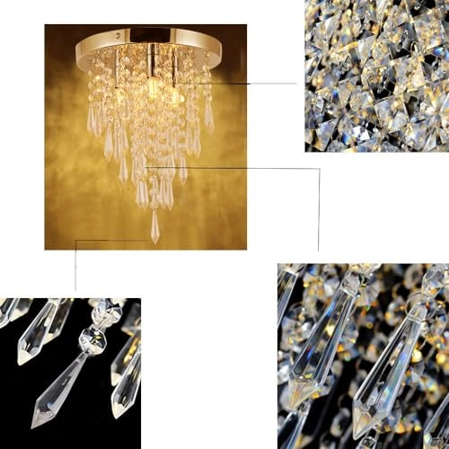 Mini Crystal Ceiling Chandelier - 3-Light Chrome Acrylic