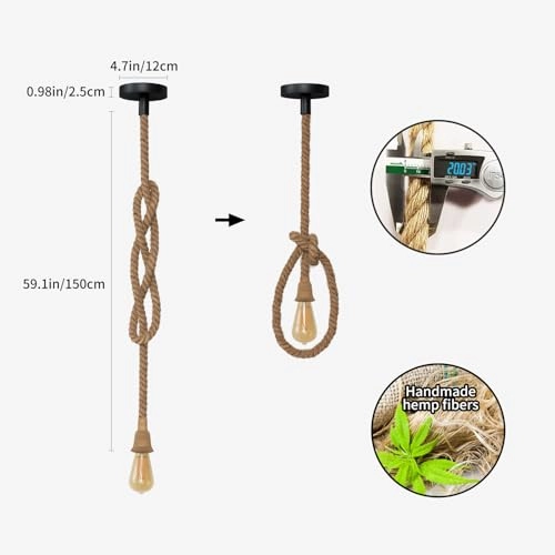 Vintage Hemp Rope Chandelier - 1 Light E27