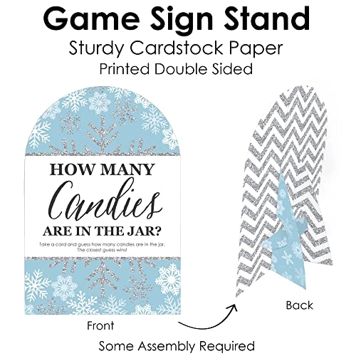 Winter Wonderland Candy Guessing Game - All ages 1 sign with a built-in stand and 40 guessing cards