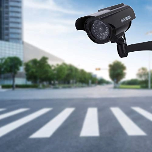 Dummy Security Camera - Solar Powered Red LED Black