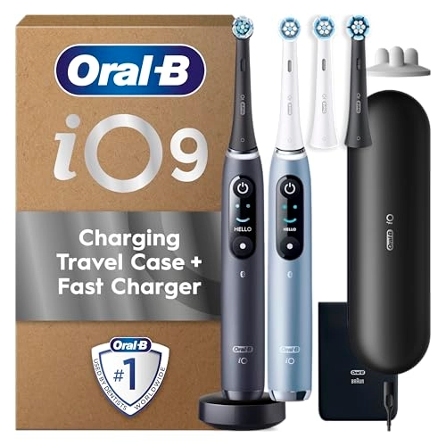 iO 9 - 2 Electric Toothbrushes 4 Toothbrush Heads Charging Travel Case Pack