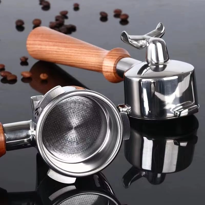 Portafilter - 16-18g Bottomless Stainless Steel Wooden Handle