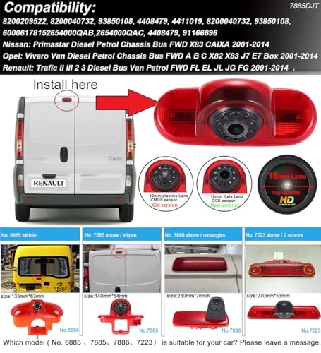 Brake Light Reversing Camera + Rear View Mirror Monitor - Night vision 628 x 586 pixels