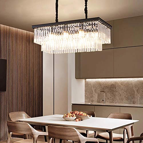 E14 American Rectangular Crystal Chandelier - 8 light sources 80*27*35cm