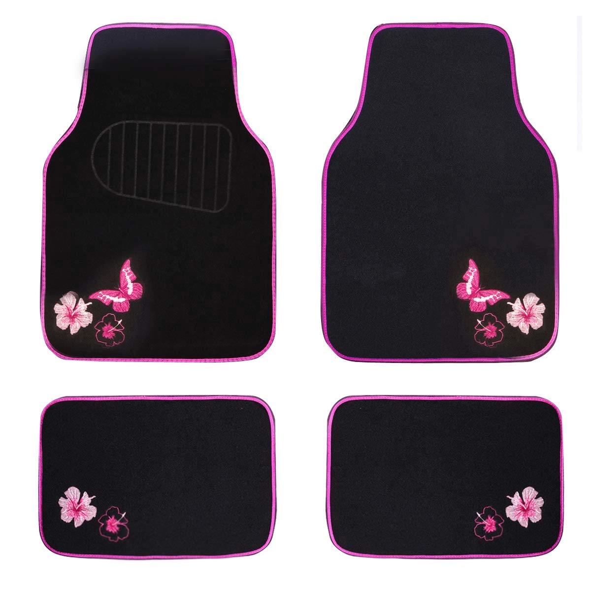 Embroidery Butterfly and Flower Car Floor Mats