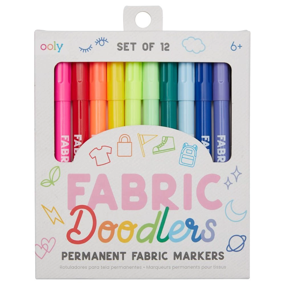 OOLY Fabric Doodlers Markers - 12 different colours