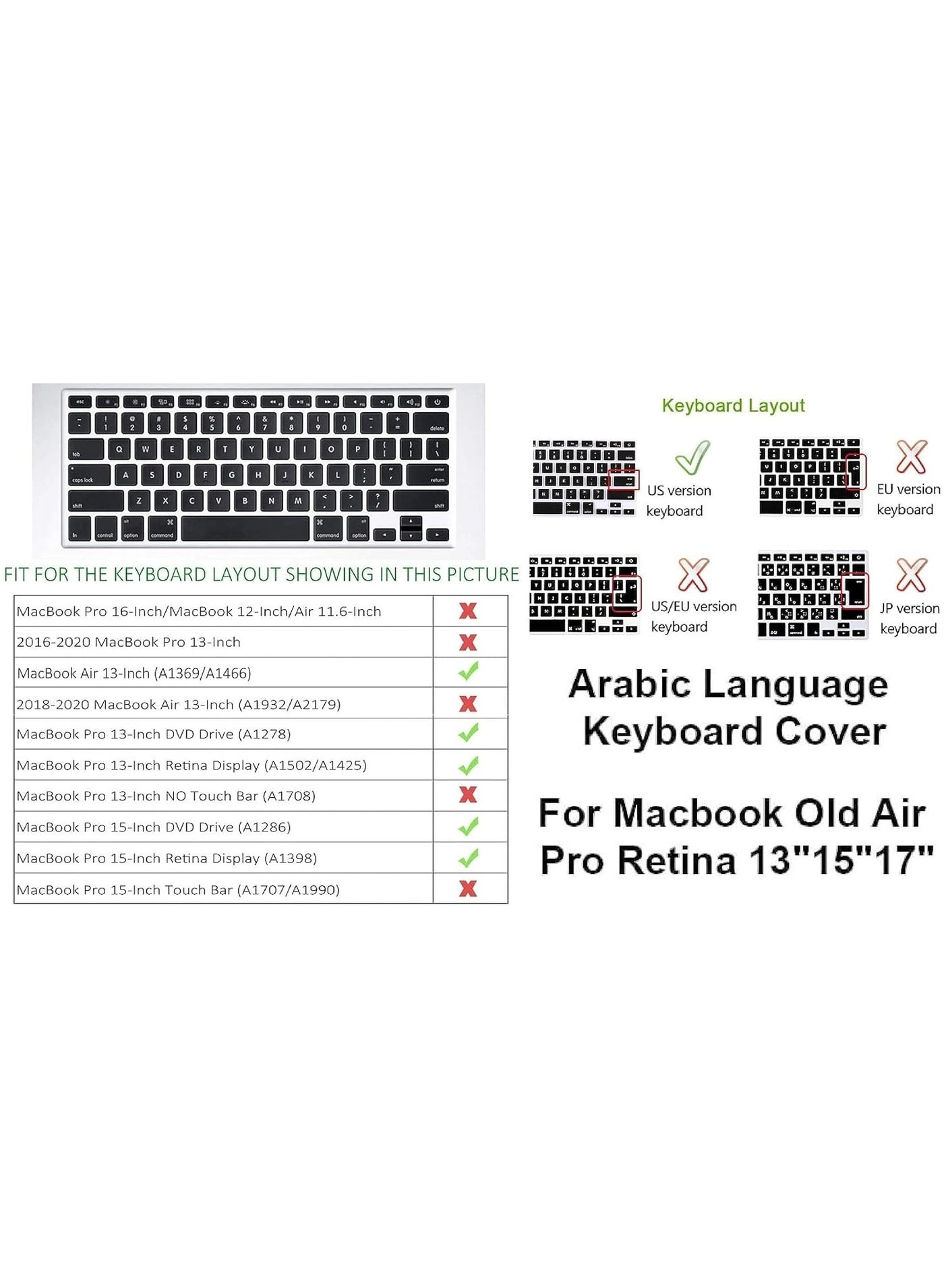 Keyboard Cover - US Layout Arabic/English